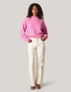 Open Trui Roze