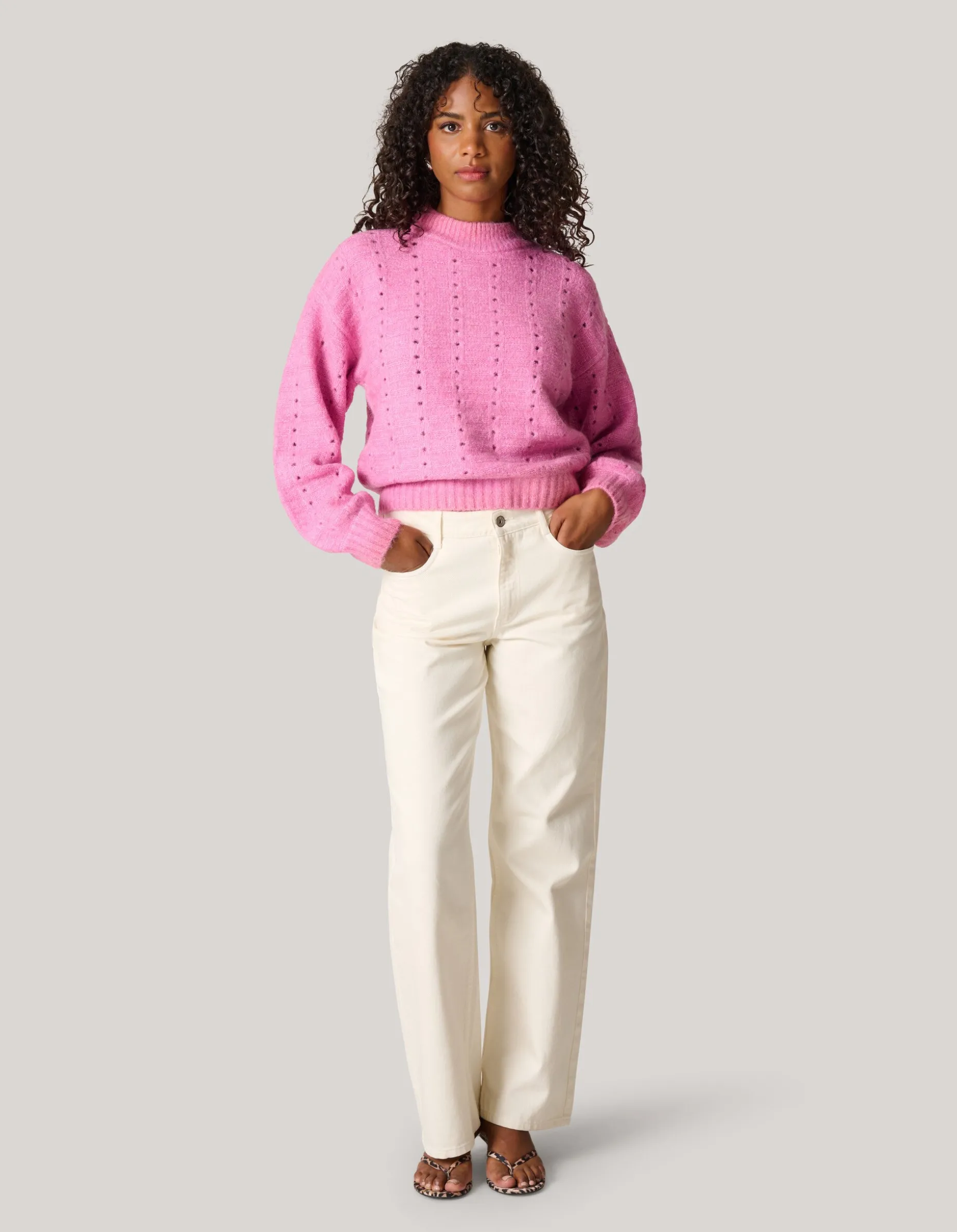 Open Trui Roze