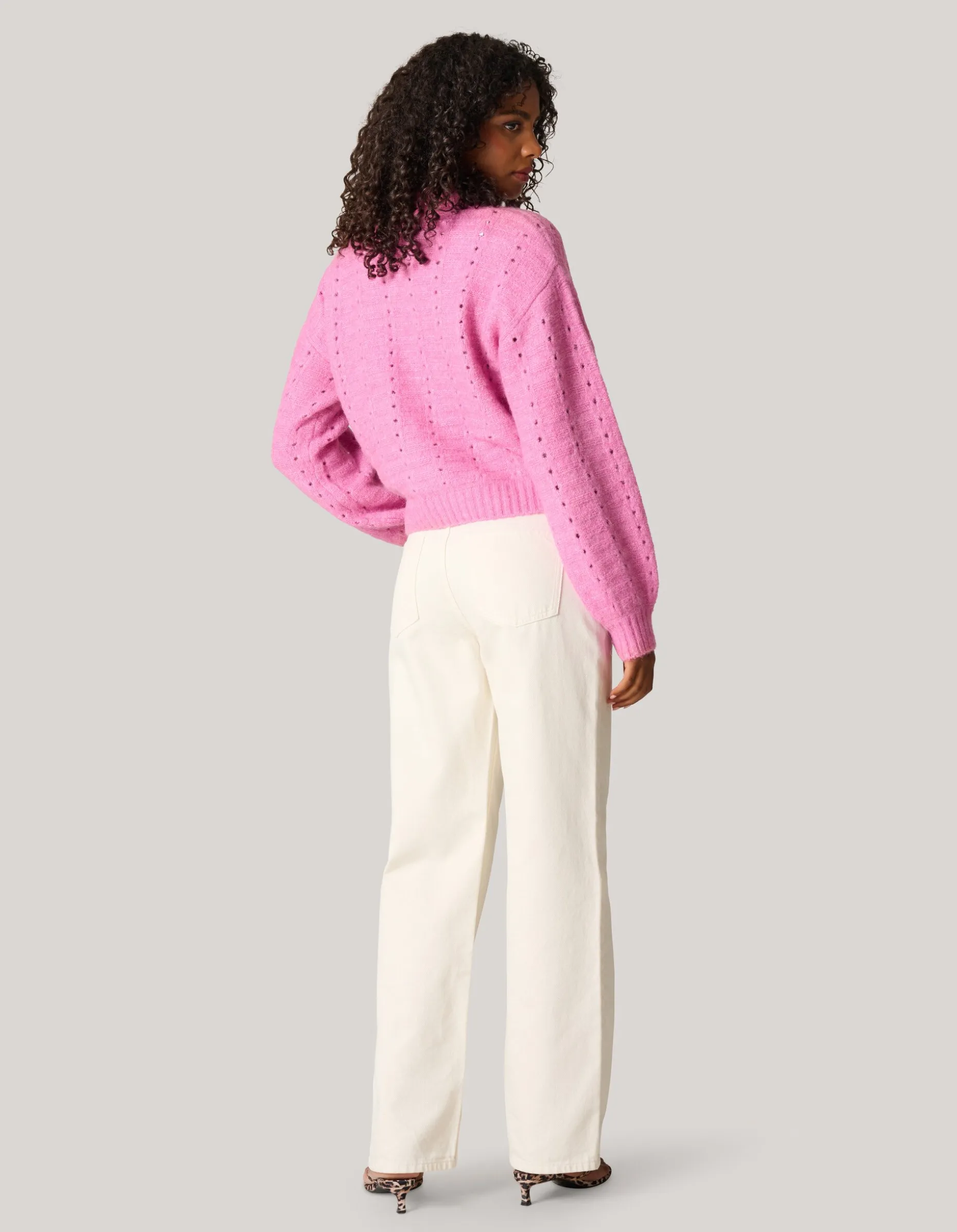 Open Trui Roze