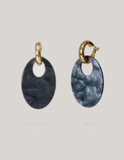 Oval Oorbellen Donkerblauw