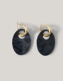 Oval Oorbellen Donkerblauw