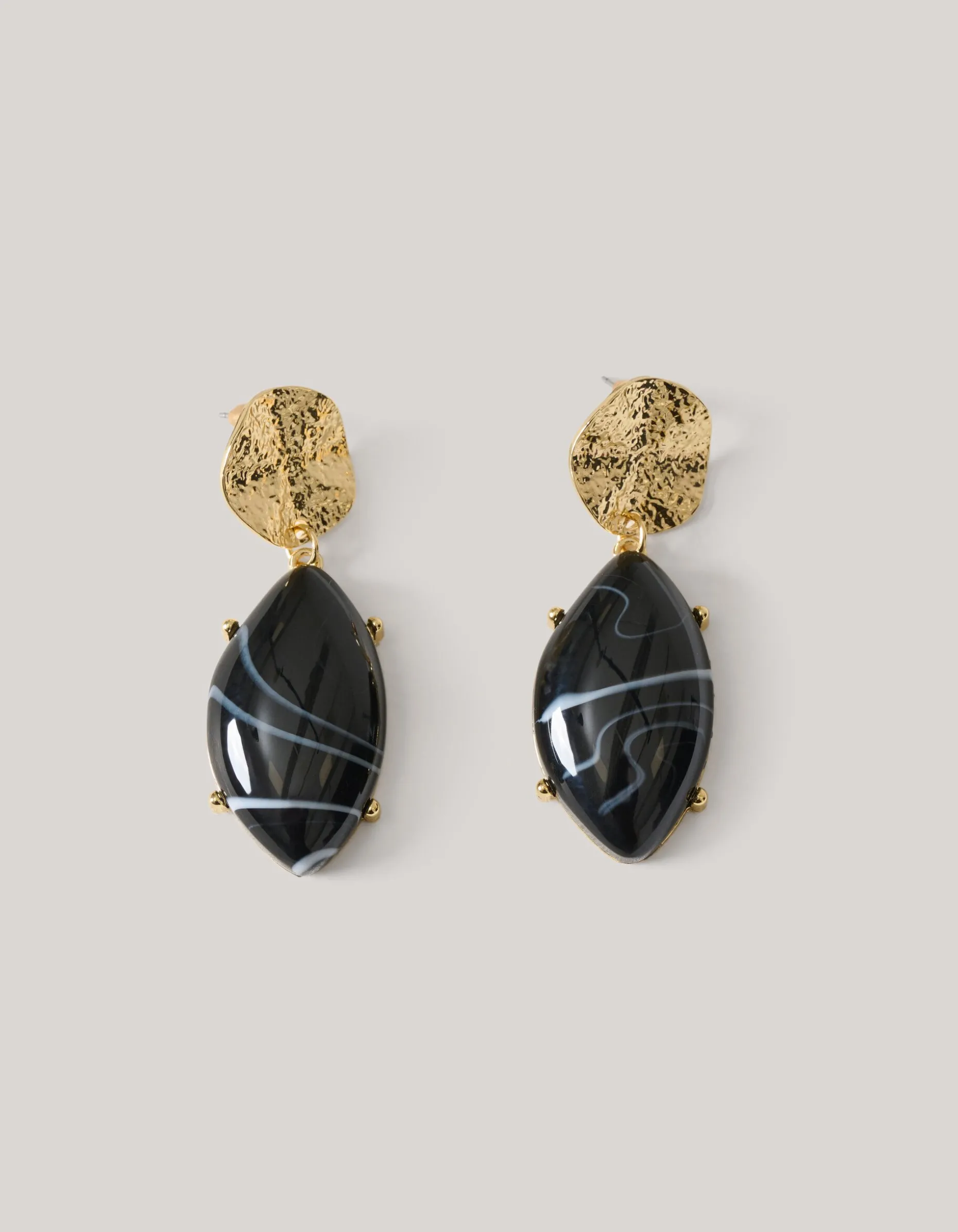 Oval Stoned Oorbellen Goud