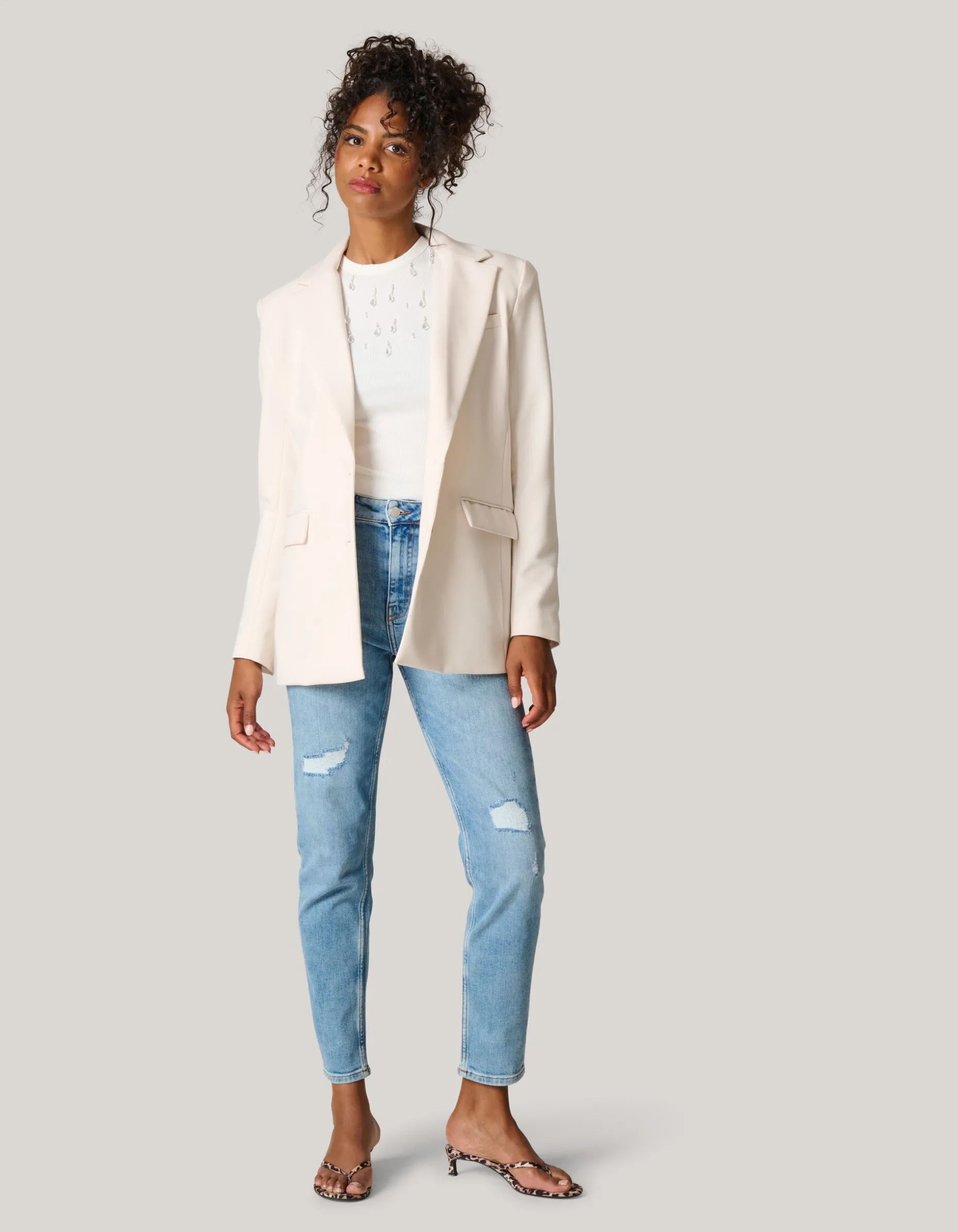 Oversized Blazer Gebroken Wit