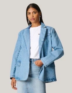Oversized Denim Blazer Bleached