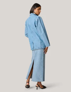 Oversized Denim Blazer Bleached