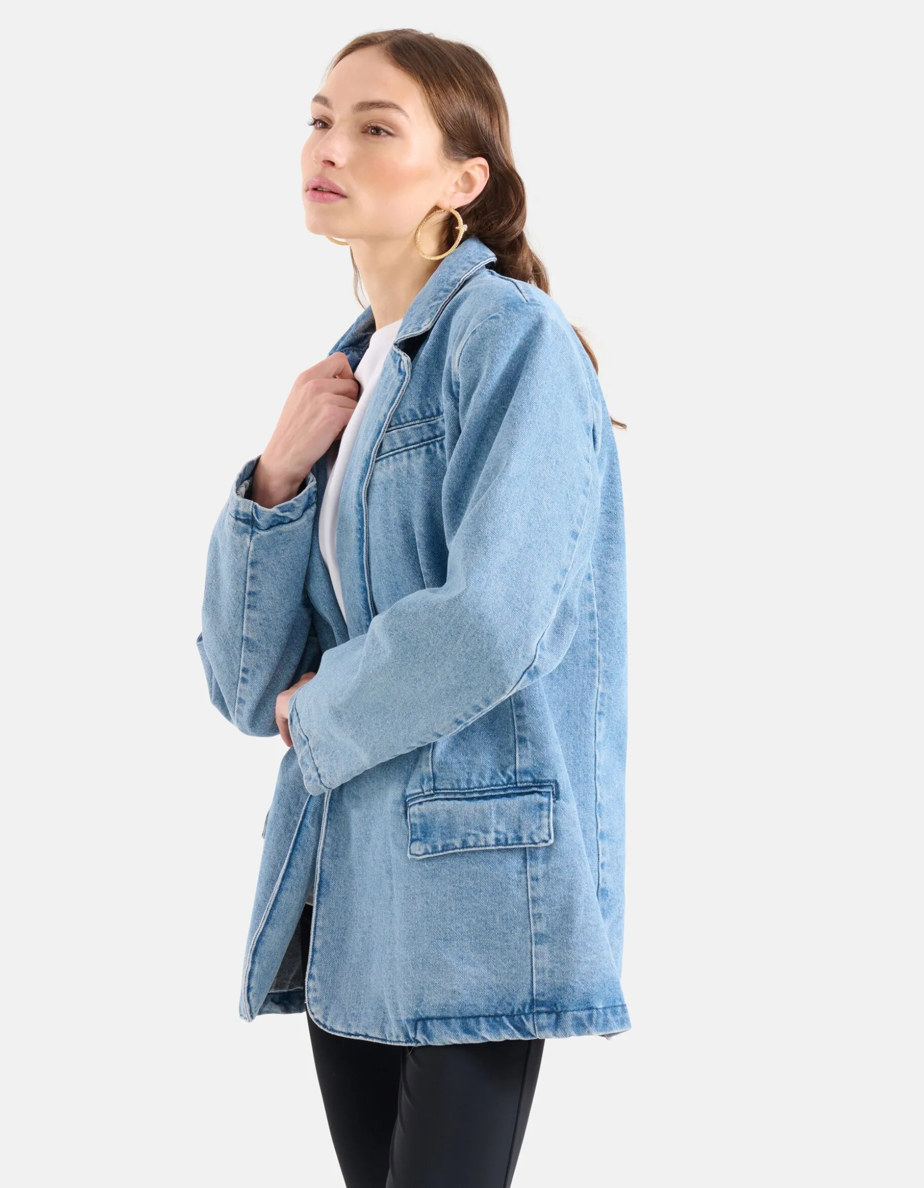 Oversized Denim Blazer Bleached