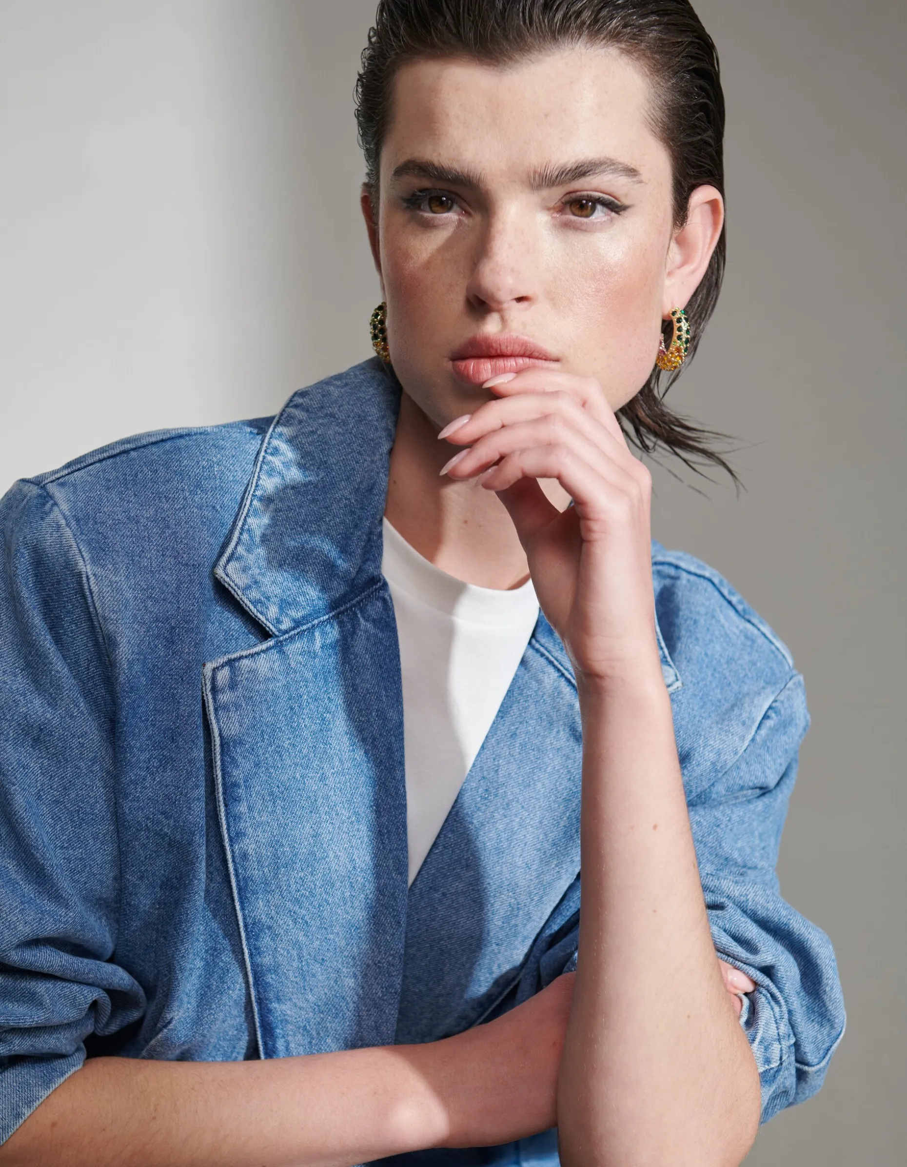 Oversized Denim Blazer Bleached