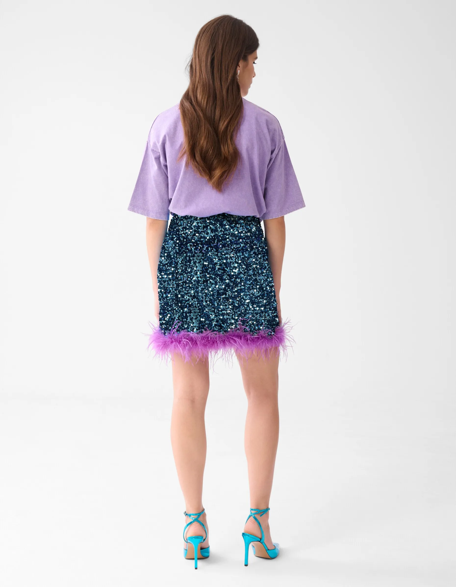 Pailletten Mini Rok Blauw By Lizzy