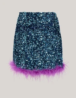 Pailletten Mini Rok Blauw By Lizzy