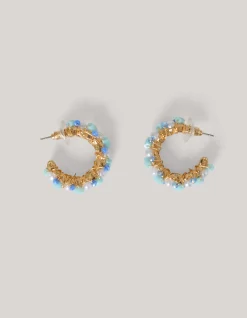 Pearl Beaded Hoop Oorbellen Goud