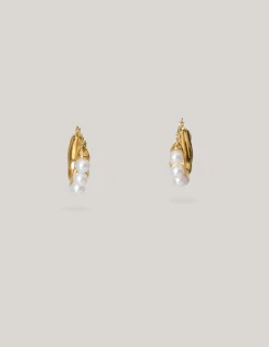 Pearl Hoop Oorbellen Goud
