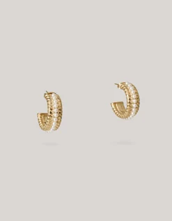 Pearl Oval Hoop Oorbellen Goud
