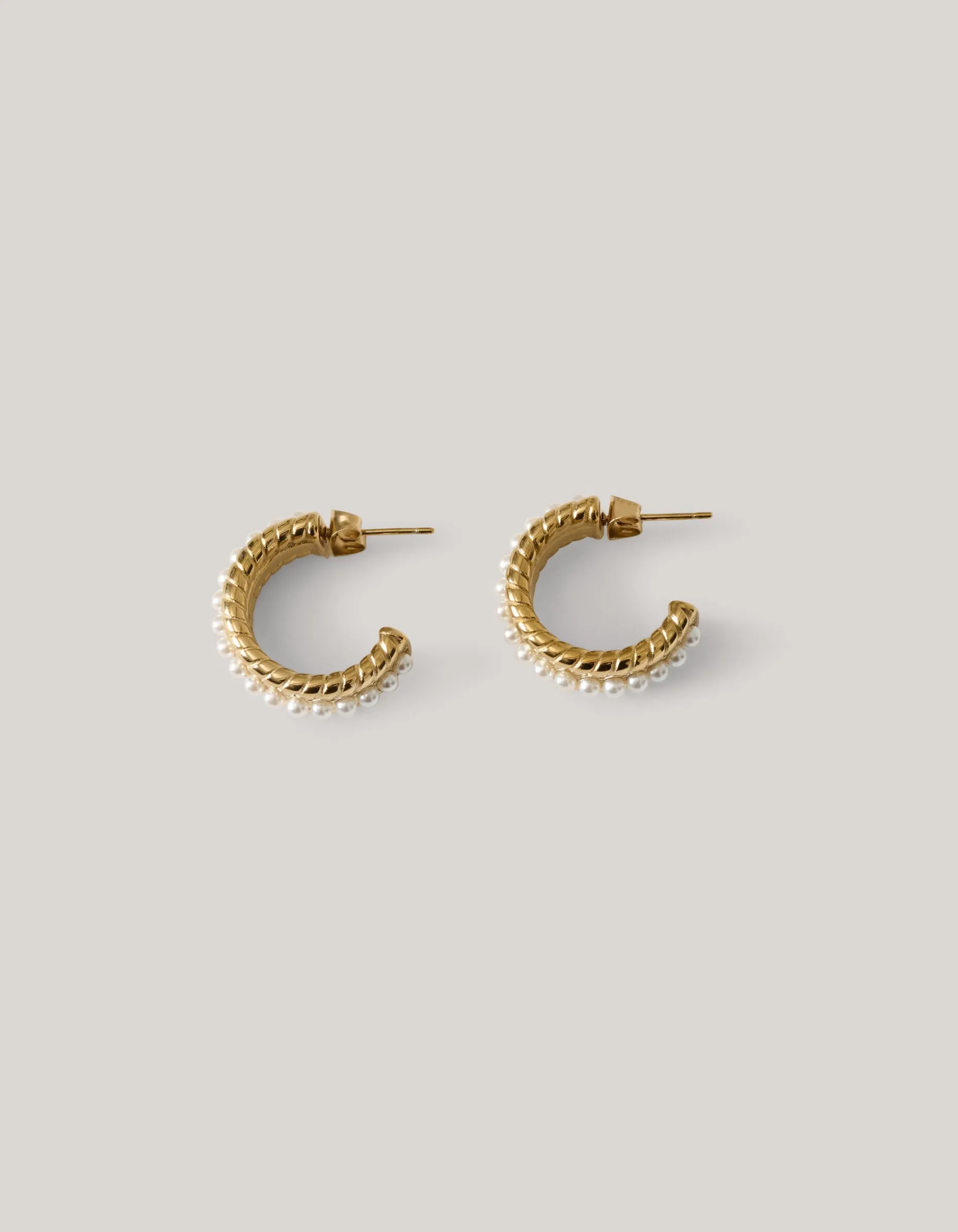 Pearl Oval Hoop Oorbellen Goud