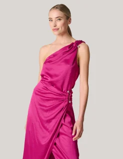 Pierced Satijnen One Shoulder Top Roze