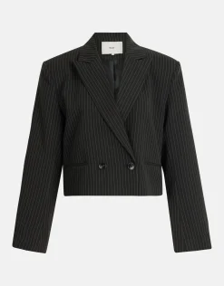 Pinstripe Cropped Blazer Zwart