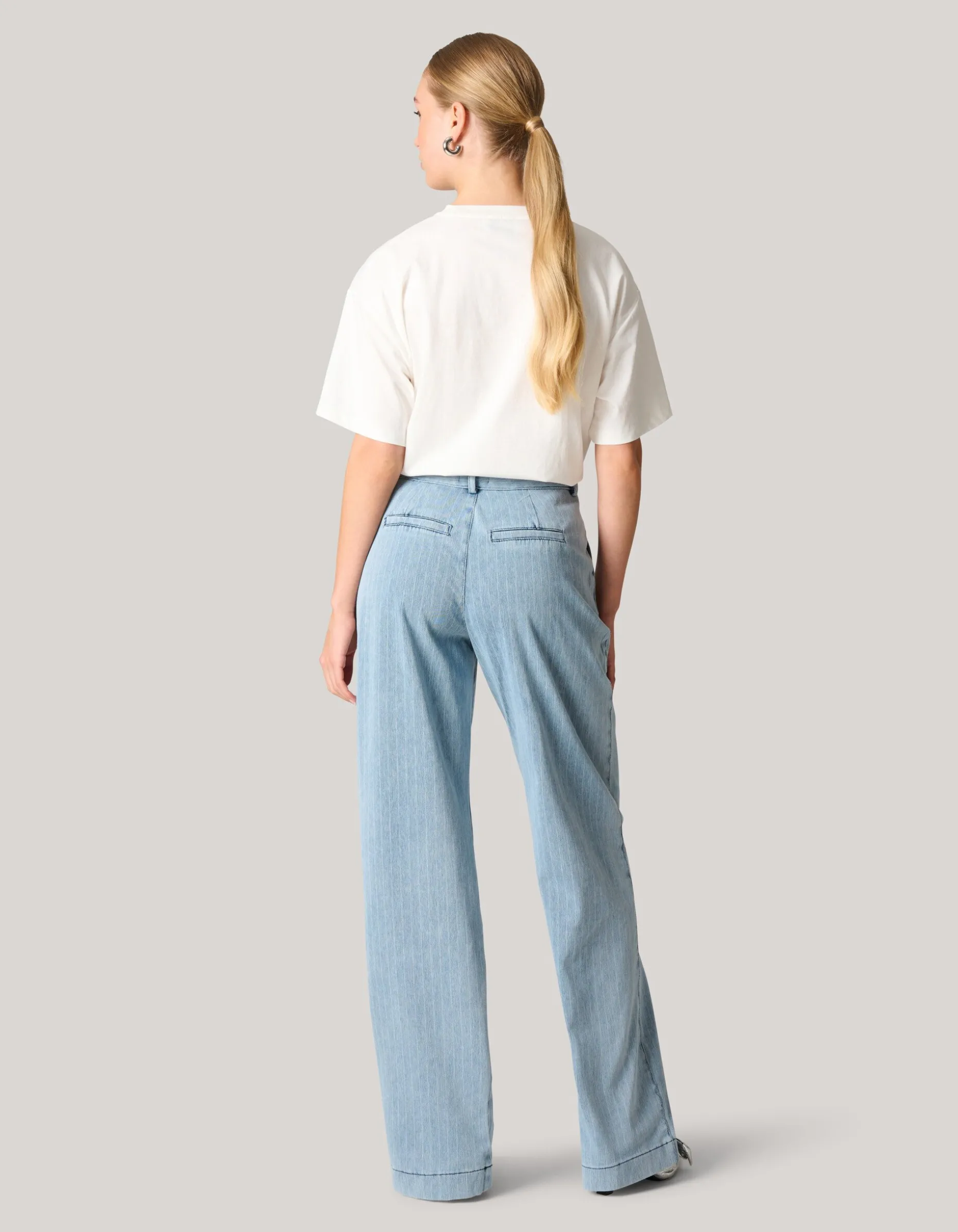 Pinstripe Loose Fit Jeans Lichtblauw L34
