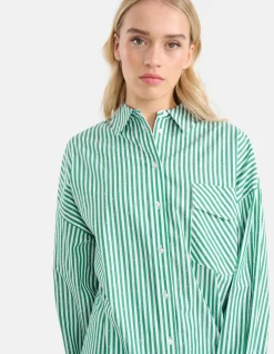Pinstripe Strass Blouse Groen By Monica