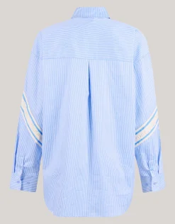 Pinstripe Strass Blouse Lichtblauw