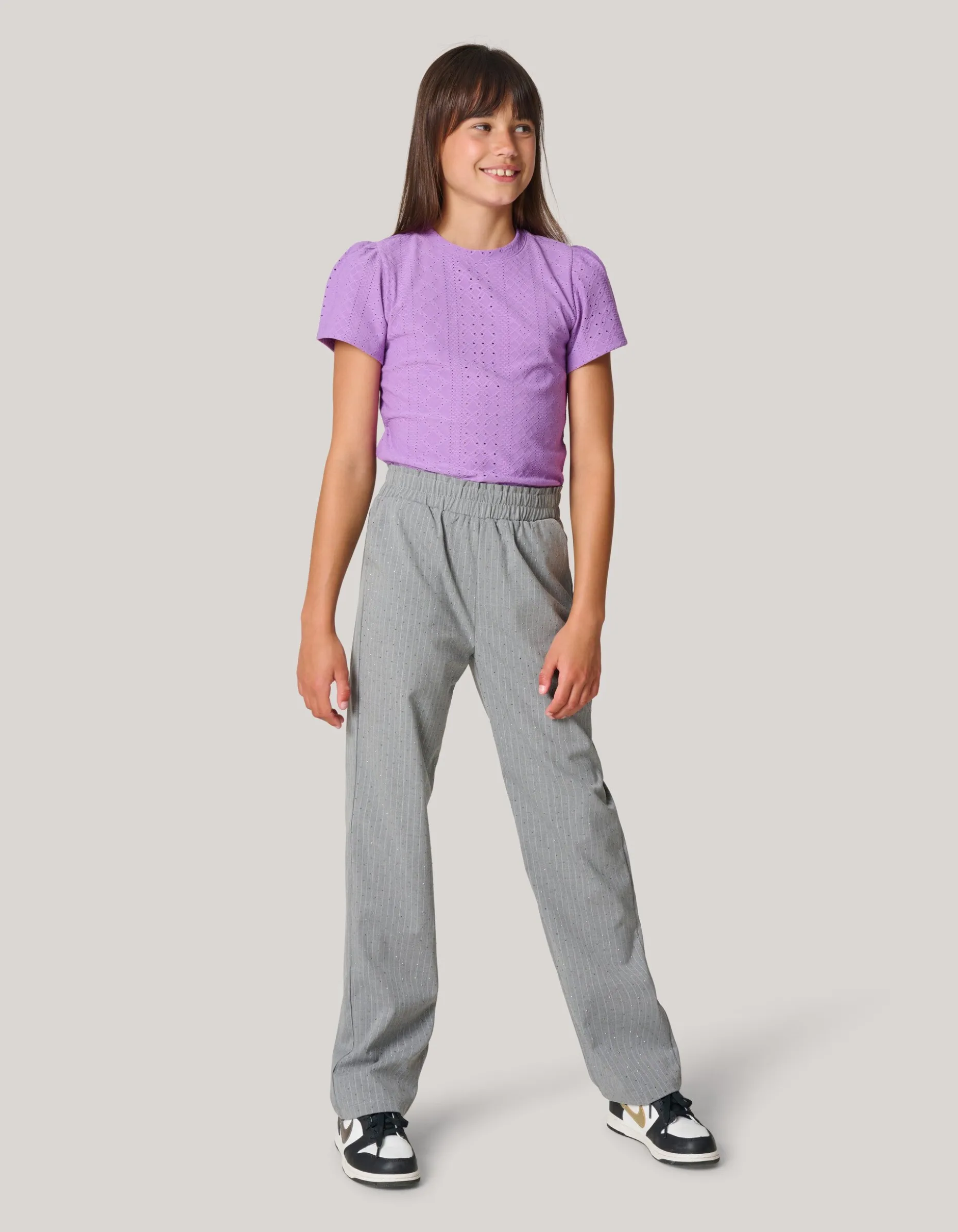 Pinstripe Strass Pantalon Lichtgrijs