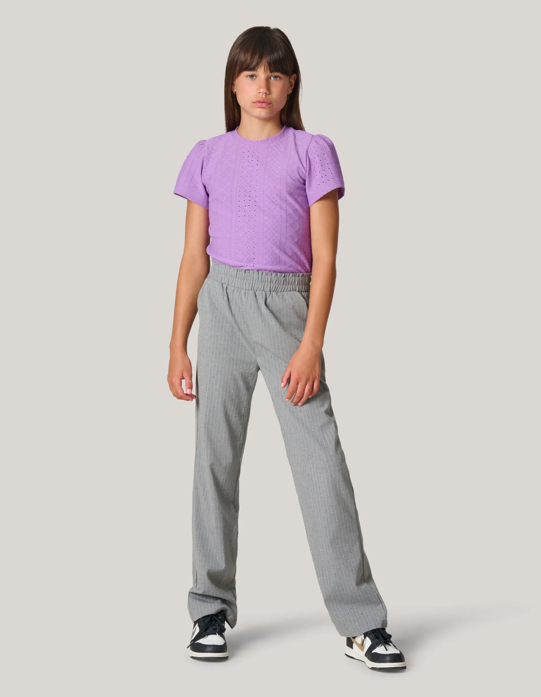 Pinstripe Strass Pantalon Lichtgrijs