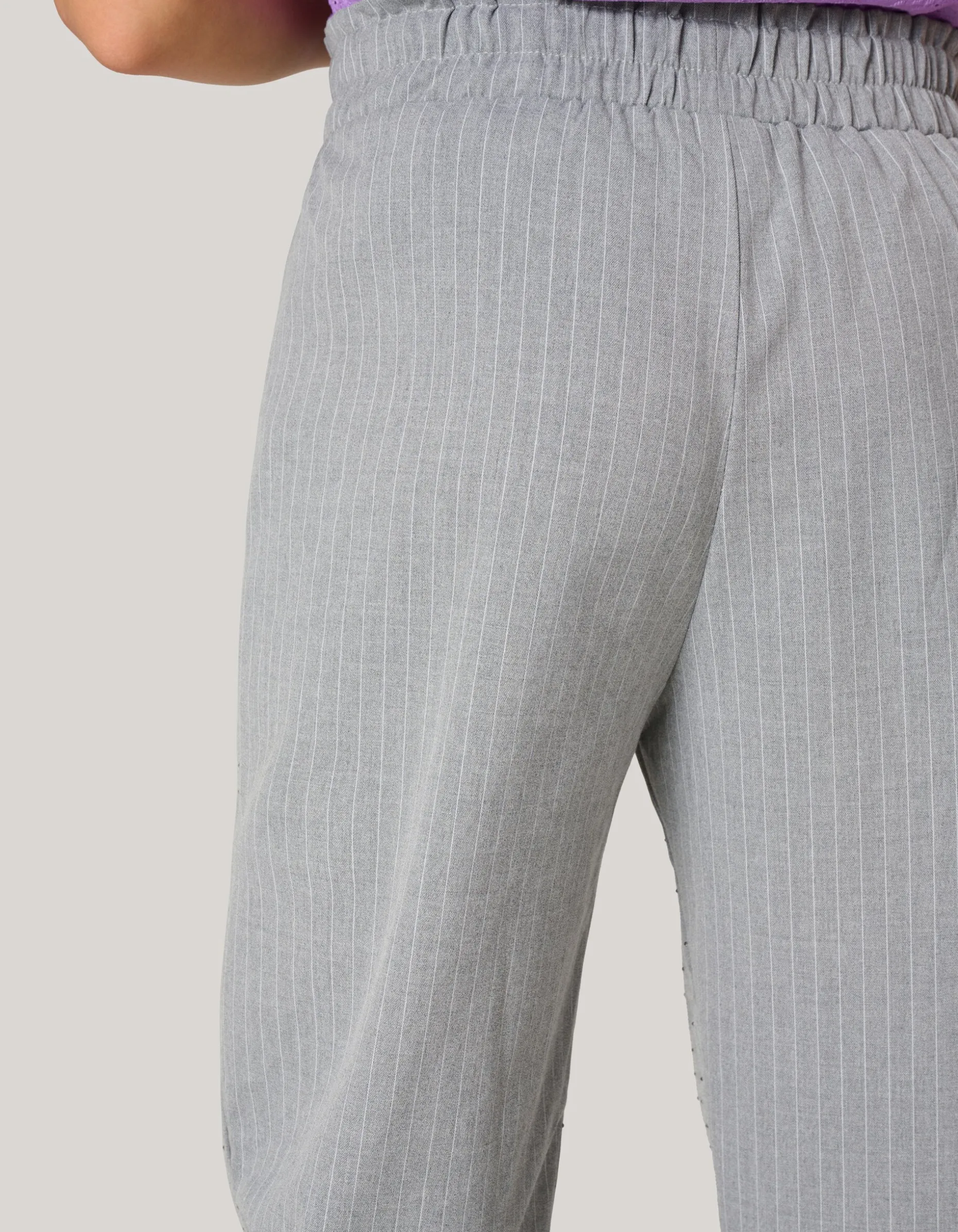 Pinstripe Strass Pantalon Lichtgrijs