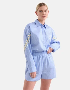 Pinstripe Strass Short Lichtblauw