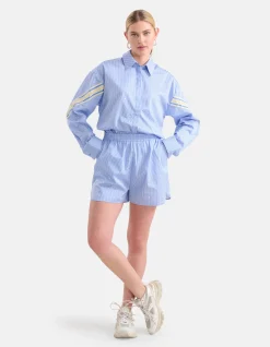 Pinstripe Strass Short Lichtblauw