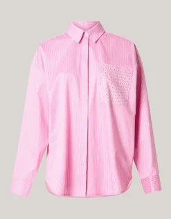 Pinstripe Studs Blouse Lichtroze