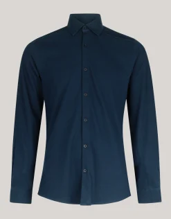 Pique Jersey Overhemd Donkerblauw