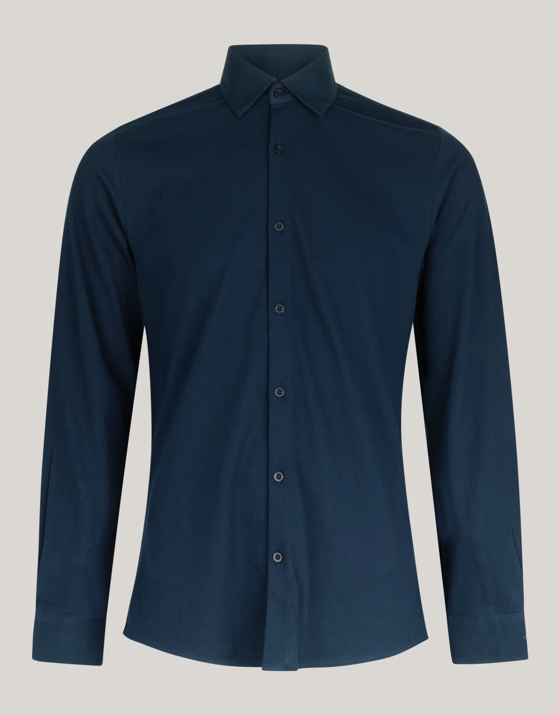 Pique Jersey Overhemd Donkerblauw