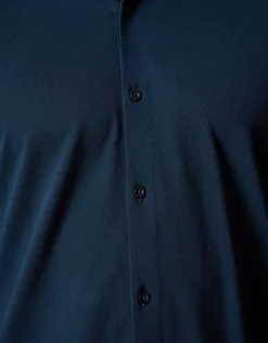 Pique Jersey Overhemd Donkerblauw