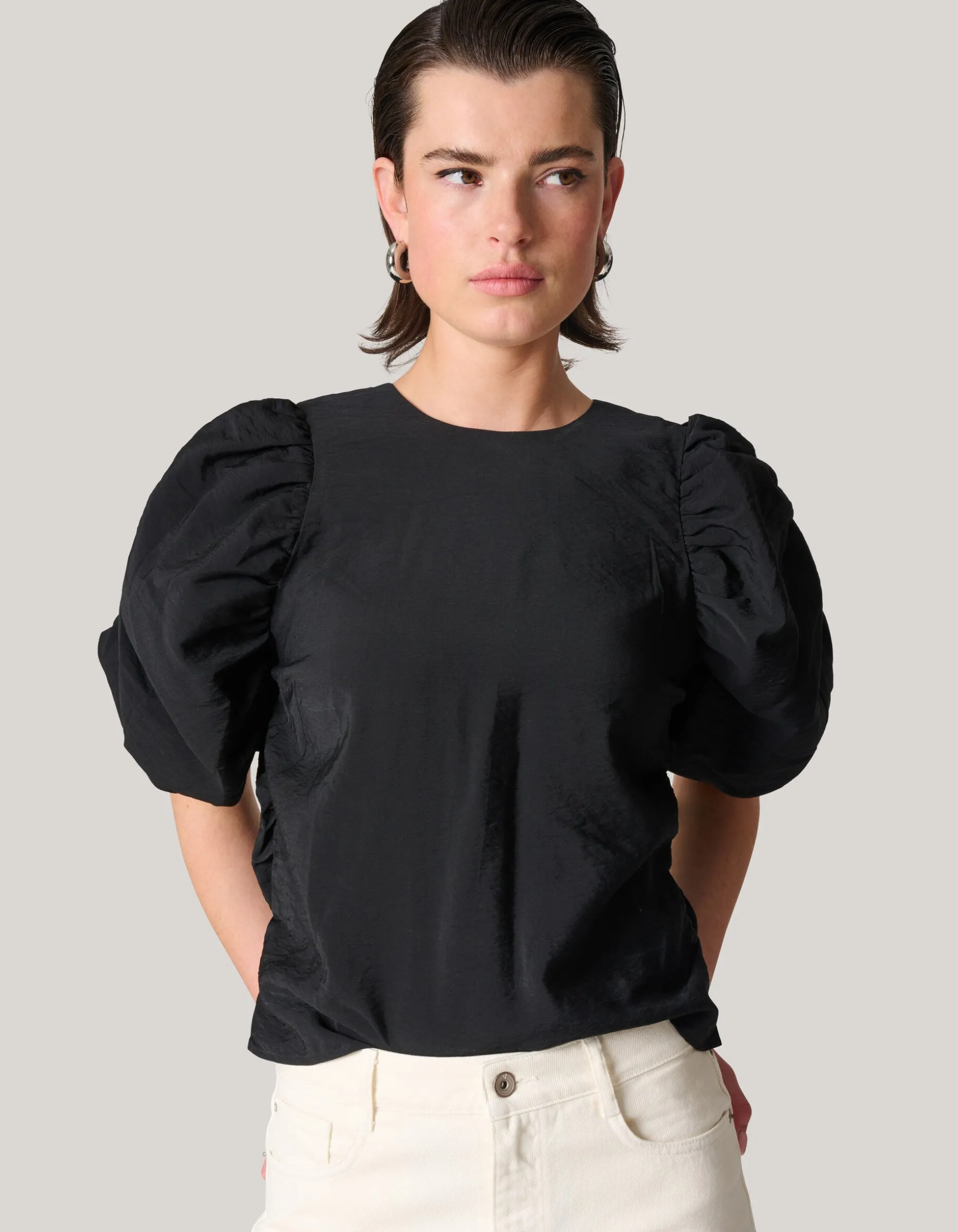 Pofmouwen Top Zwart
