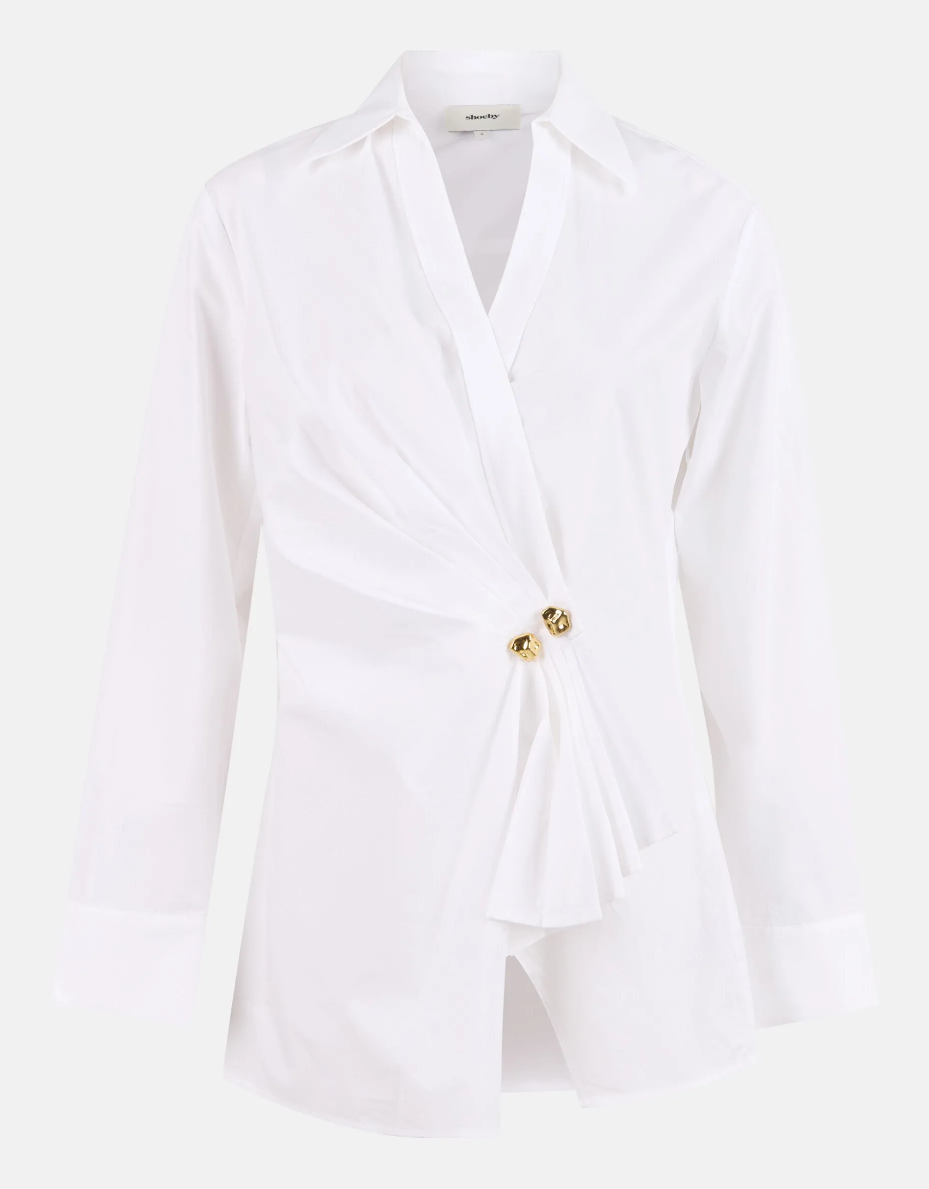 Poplin Overslag Blouse Wit