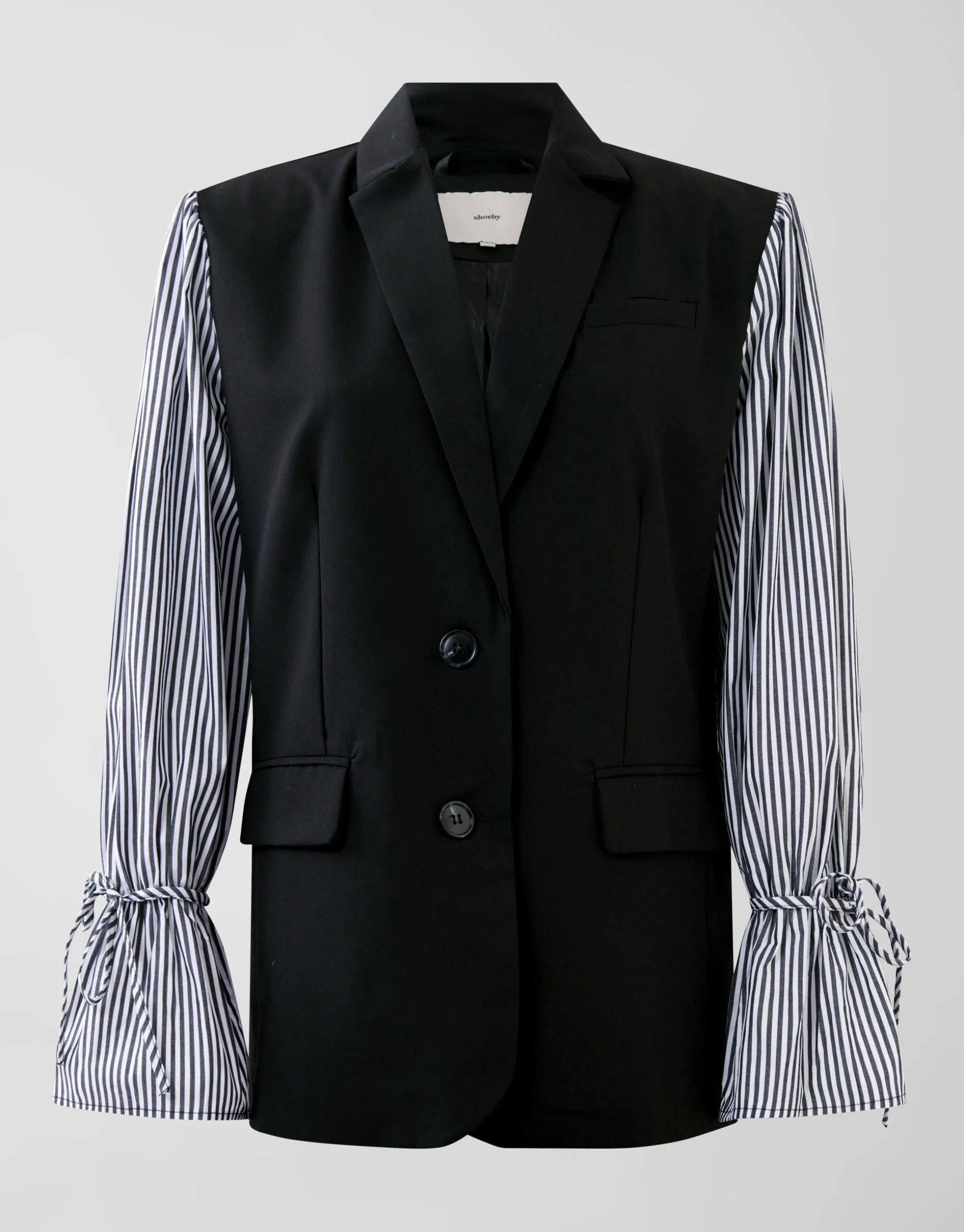 Poplin Sleeve Blazer Zwart