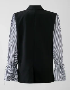 Poplin Sleeve Blazer Zwart