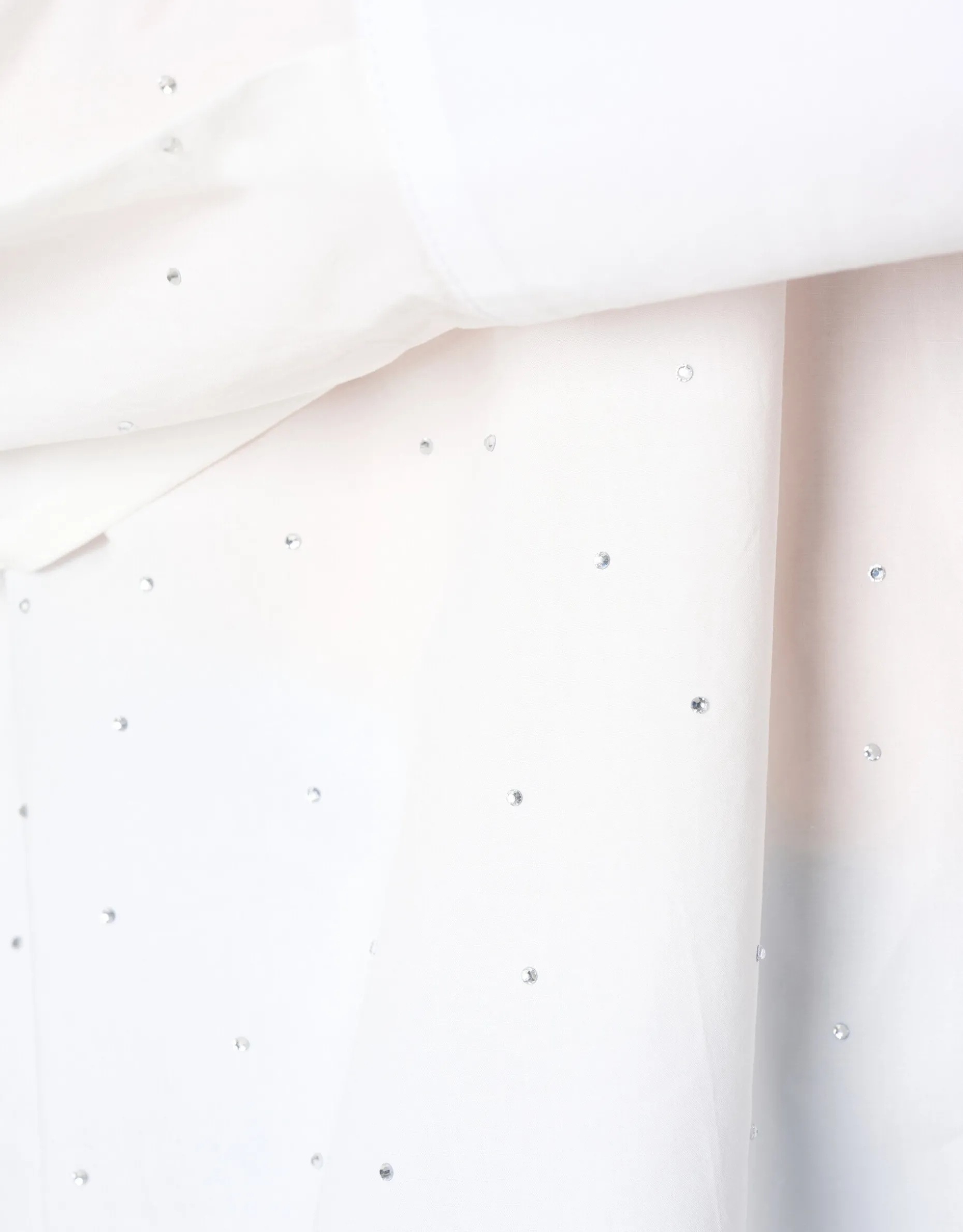 Poplin Strass Blouse Wit