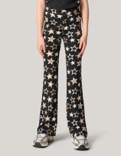 Printed Flared Legging Zwart