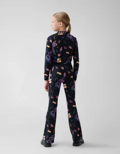 Printed Flared Legging Zwart