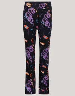 Printed Flared Legging Zwart
