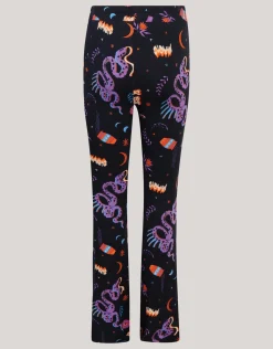 Printed Flared Legging Zwart