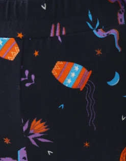 Printed Flared Legging Zwart