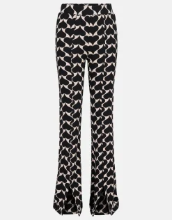 Printed Heart Split Flair Broek Zwart