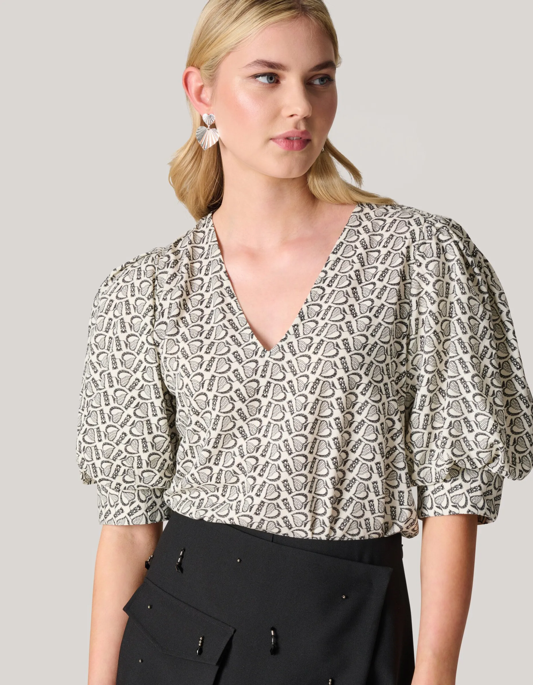 Printed Heart Top Wit