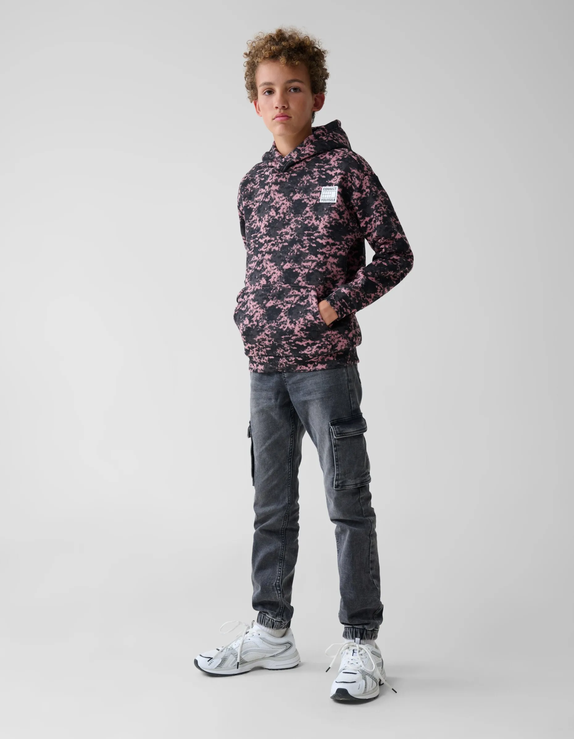 Printed Hoodie Donkerroze