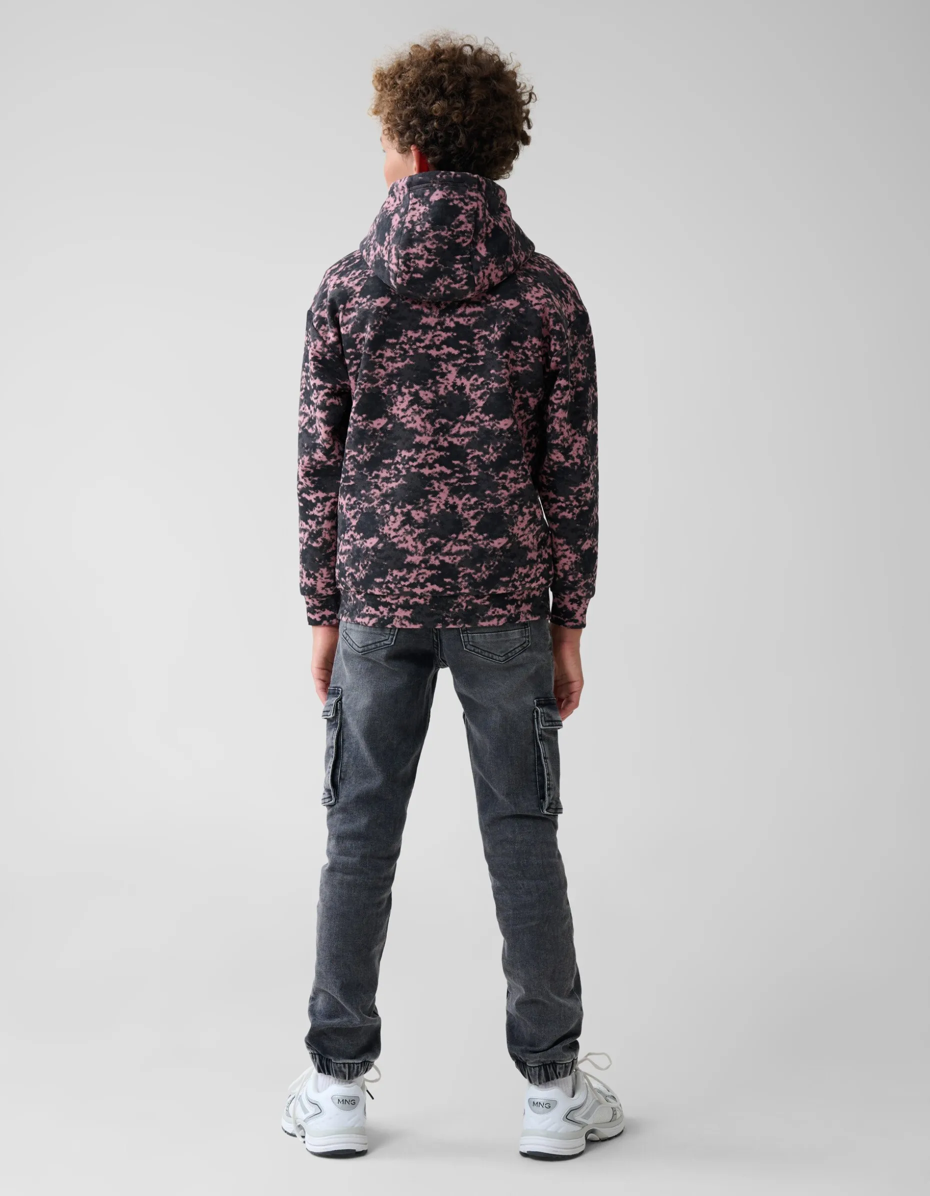 Printed Hoodie Donkerroze