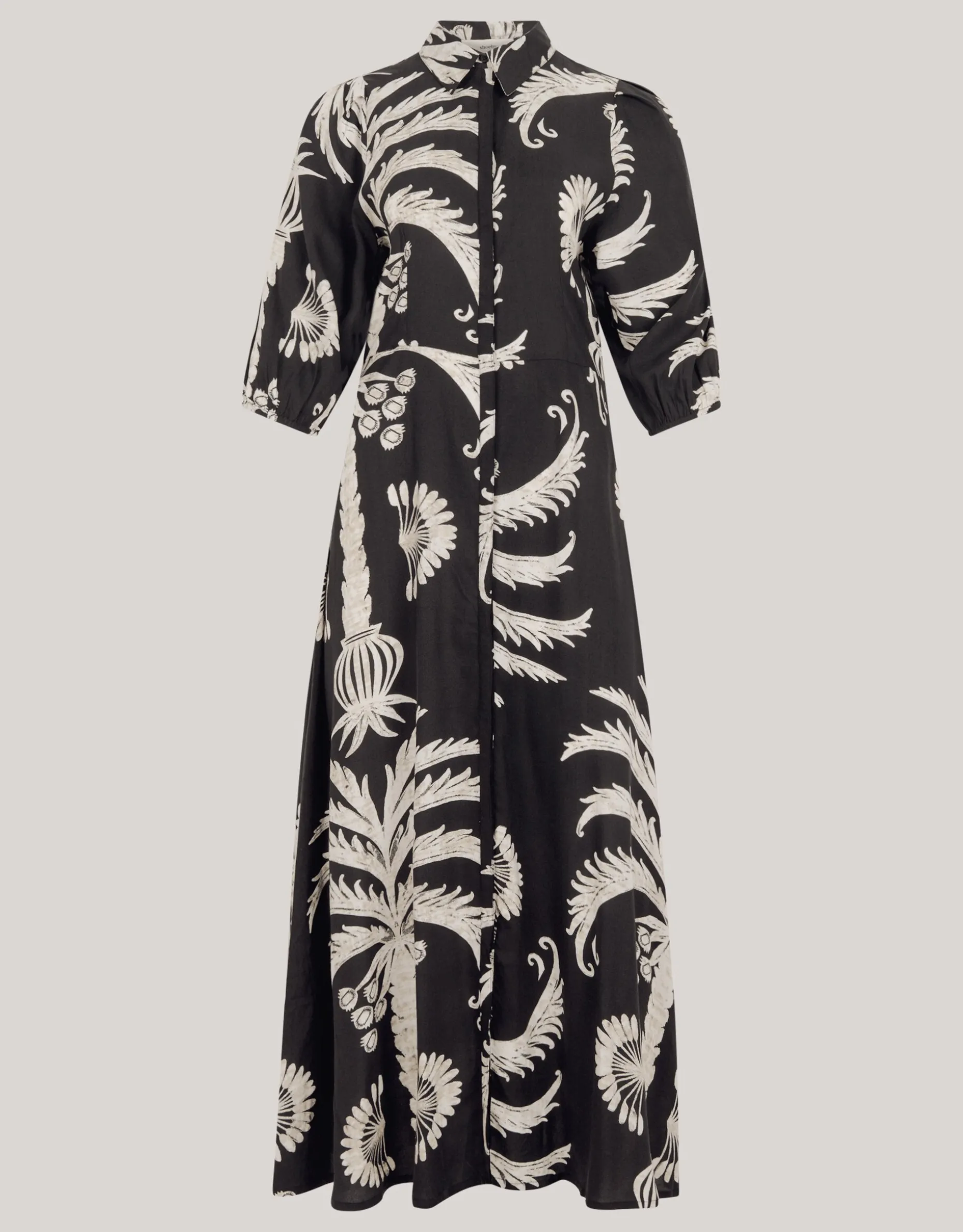 Printed Maxi Jurk Zwart/Wit