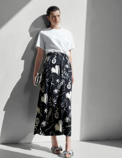 Printed Maxi Rok Zwart