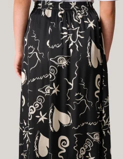 Printed Maxi Rok Zwart