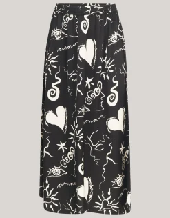 Printed Maxi Rok Zwart
