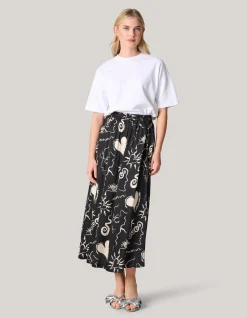 Printed Maxi Rok Zwart